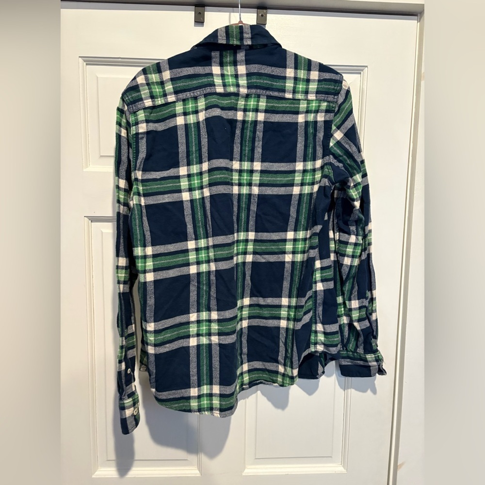 American Eagle Outfitters Green and Blue Plaid Casual Button Down Shirt - Picture 2 of 4